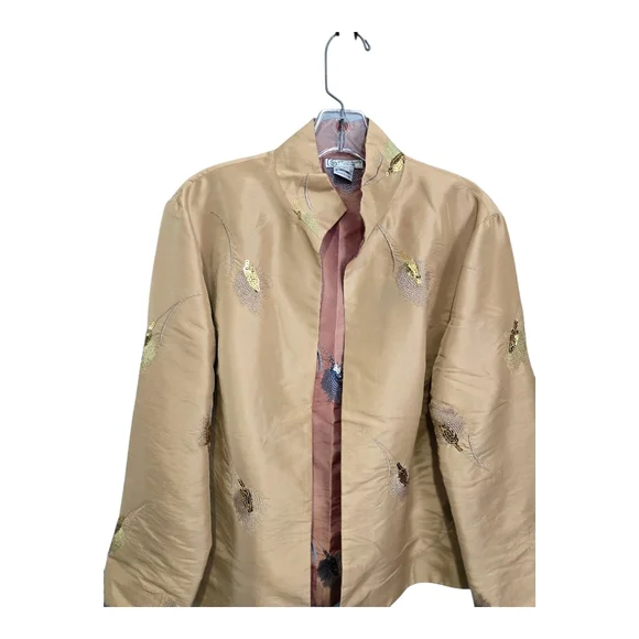 Grace Chuang Tan / Rust Reversible  Jacket with Structured Collar, Large - Picture 3 of 5